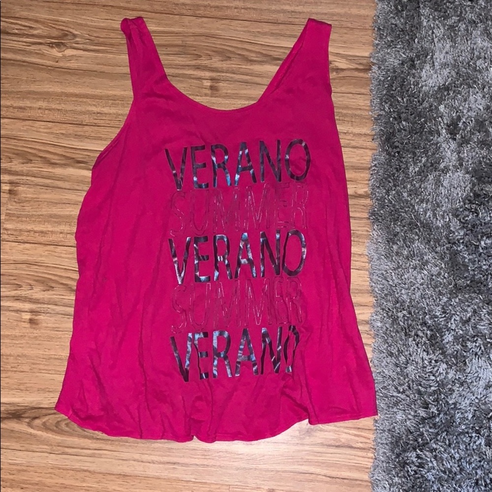 Pink tank top with open back